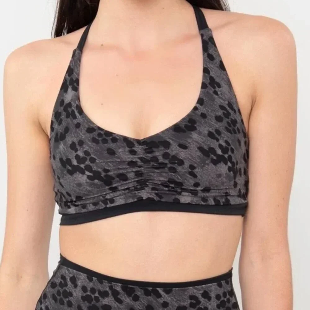 Splits59 Bruna airweight sports bra in black‎ animal